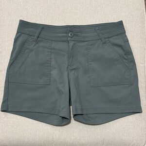 Prana Nylon Blend Shorts-Sz 10-Mossy Green-Pockets/Front/Rear-Flat Front-Zipper